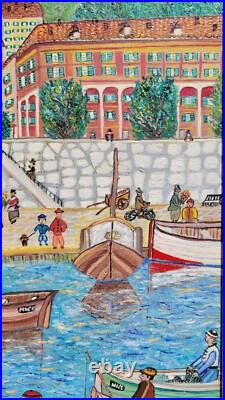 Peinture Pêche à Nice Huile sur toile de Rose Calvino Peinture Pêche à Nice Huile sur toile de Rose Calvino