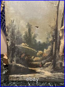 Peinture XIX Ème Représentant Un Paysage De Neige, Huile Sur Toile