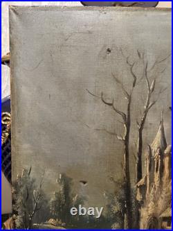 Peinture XIX Ème Représentant Un Paysage De Neige, Huile Sur Toile