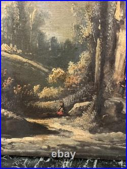 Peinture XIX Ème Représentant Un Paysage De Neige, Huile Sur Toile