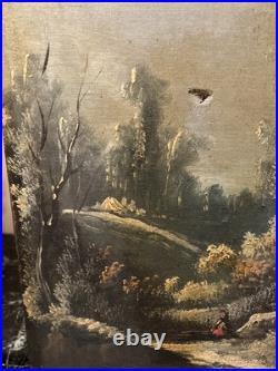 Peinture XIX Ème Représentant Un Paysage De Neige, Huile Sur Toile