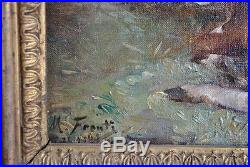 Peinture à l'huile sur toile XIXème signé Fronti à la vache