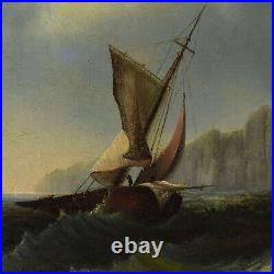Peinture ancienne à l'huile sur toile 2ème moitié du 19ème siècle Paysage 61x43
