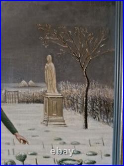 Peinture ancienne huile Sur Toile Curé Qui Chasse Un Lapin Signée