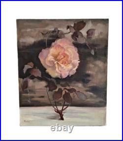 Peinture ancienne huile Sur Toile Fleurs. Tableau Signé