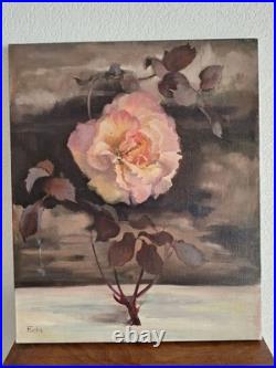 Peinture ancienne huile Sur Toile Fleurs. Tableau Signé