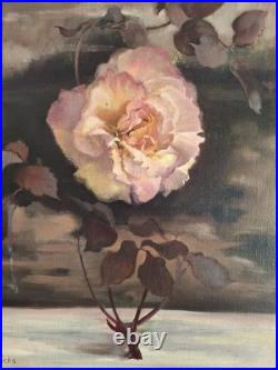 Peinture ancienne huile Sur Toile Fleurs. Tableau Signé