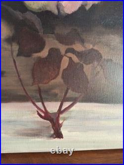 Peinture ancienne huile Sur Toile Fleurs. Tableau Signé