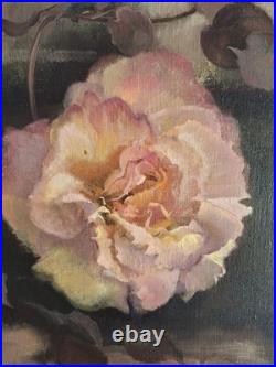 Peinture ancienne huile Sur Toile Fleurs. Tableau Signé