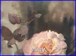 Peinture ancienne huile Sur Toile Fleurs. Tableau Signé