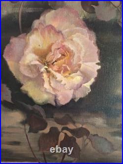 Peinture ancienne huile Sur Toile Fleurs. Tableau Signé