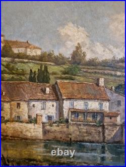 Peinture ancienne huile sur toile VUE DE VILLAGE