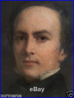Peinture école française joli portrait d'un homme notable vers 1840 1850