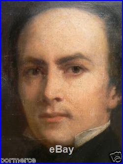 Peinture école française joli portrait d'un homme notable vers 1840 1850