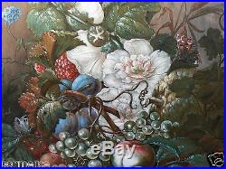 Peinture école hollandaise Van brussel nature morte aux fleurs insecte fin 18e