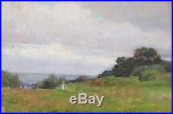 Peinture huile Jules-Cyrille Cavé paysage nature mer côte arbres XIXème XXème