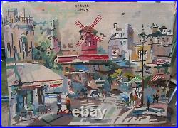 Peinture huile sur toile 1969 Paris le Moulin Rouge, signé Gérard