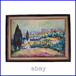 Peinture huile sur toile Provence Tableau Paysage Nature Arbres Encadré Signé