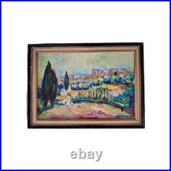 Peinture huile sur toile Provence Tableau Paysage Nature Arbres Encadré Signé