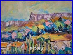 Peinture huile sur toile Provence Tableau Paysage Nature Arbres Encadré Signé