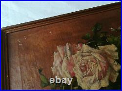 Peinture huile sur toile ancienne /nature morte /roses / H. Cayrel