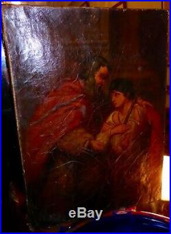 Peinture huile sur toile d'après Lionello Spada le retour de l'enfant prodigue