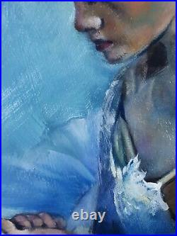 Peinture tableau huile sur toile portrait ballerine femme danseuse painting oil