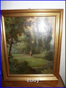 Peinture tableau original huile sur toile sur panneau école de barbizon