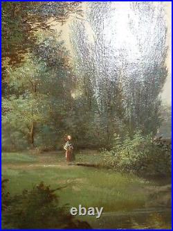 Peinture tableau original huile sur toile sur panneau école de barbizon