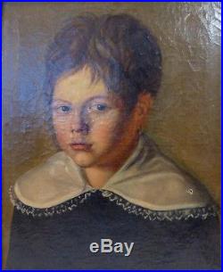 Petit Garçon aux Yeux Bleus & à la Boucle d'Oreille Portrait Romantique vers1830