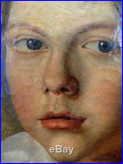 Petit Garçon aux Yeux Bleus & à la Boucle d'Oreille Portrait Romantique vers1830