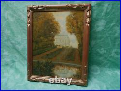 Petit Tableau Ancien Peinture Huile Ecole de Barbizon Versailles Ange Cadre Bois