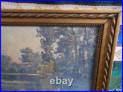 Petit Tableau Ancien Peinture Miniature Huile Ecole de Barbizon 19eme Sous Verre