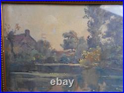 Petit Tableau Ancien Peinture Miniature Huile Ecole de Barbizon 19eme Sous Verre