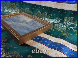 Petit Tableau Ancien Peinture Miniature Huile Ecole de Barbizon 19eme Sous Verre