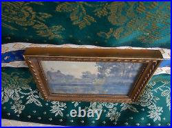 Petit Tableau Ancien Peinture Miniature Huile Ecole de Barbizon 19eme Sous Verre