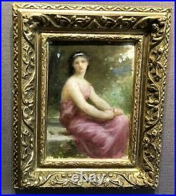 Petit Tableau Portrait Femme Paysage Jules-Cyrille Cavé (1859-1949) Bouguereau