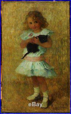 Petite fille au chat, Henri Darien (1864-1925)