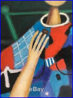 Picasso Cubisme Femme Et Son Petit Chien Peinture signée Roland CHANCO 1914-2017