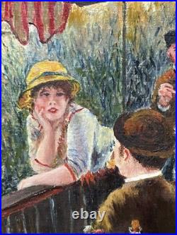 Picnic Scene France, Hand Made oil painting, 1940's