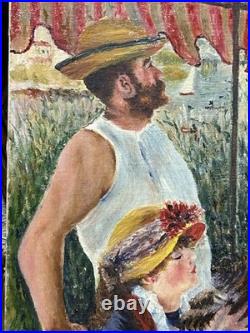 Picnic Scene France, Hand Made oil painting, 1940's