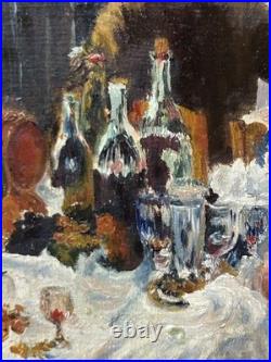 Picnic Scene France, Hand Made oil painting, 1940's