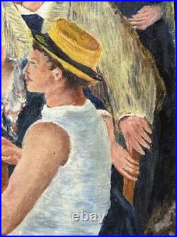 Picnic Scene France, Hand Made oil painting, 1940's