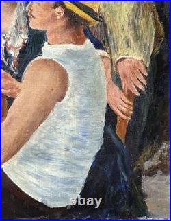 Picnic Scene France, Hand Made oil painting, 1940's