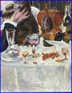 Picnic Scene France, Hand Made oil painting, 1940's