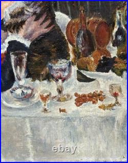 Picnic Scene France, Hand Made oil painting, 1940's