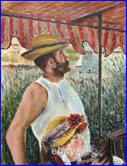 Picnic Scene France, Hand Made oil painting, 1940's