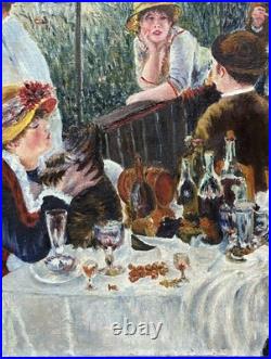 Picnic Scene France, Hand Made oil painting, 1940's
