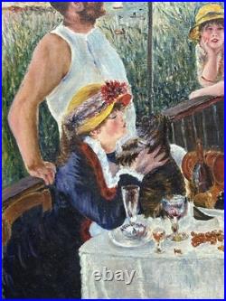 Picnic Scene France, Hand Made oil painting, 1940's