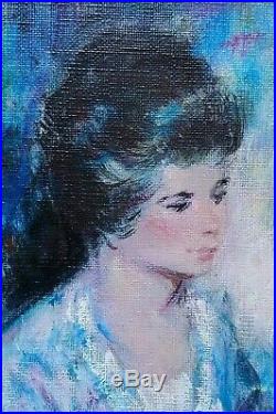 Pierre-eugène Duteurtre (1911-1989) Jeune Femme, Fleurs, Huile S/toile Signée